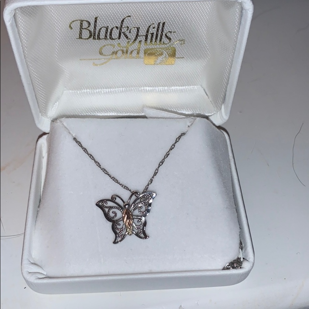 white gold butterfly necklace